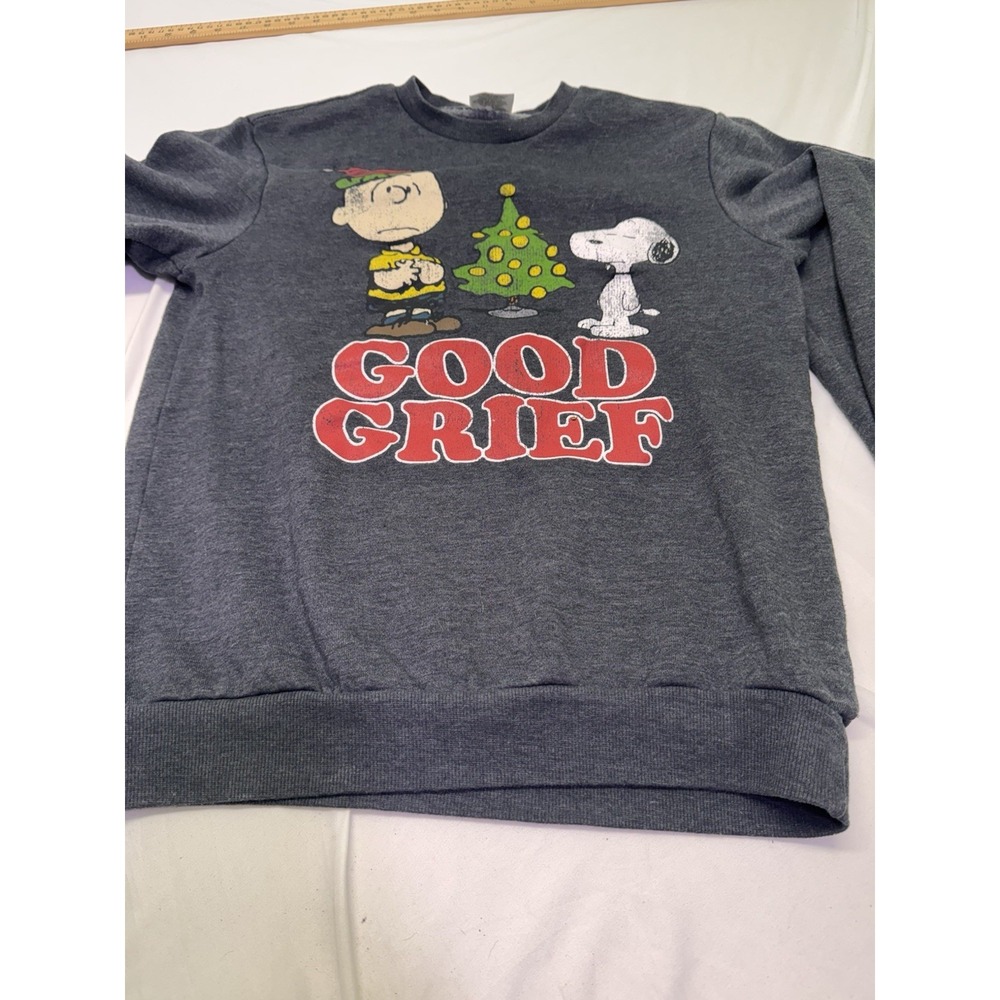 "Good Grief" Charlie‎ Brown/Snoopy Christmas Sweatshirt Small Peanuts Black Logo